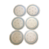 Set of 6 old flat plates with flower pattern