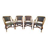 4 Fauteuil Boho chic 2 tons en Rotin, café bistro Vintage