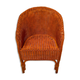 Vintage "Tonneau" Wicker Armchair - 1970s