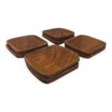 Set of 8 Scandinavian olive wood ramekins, France circa 1960.