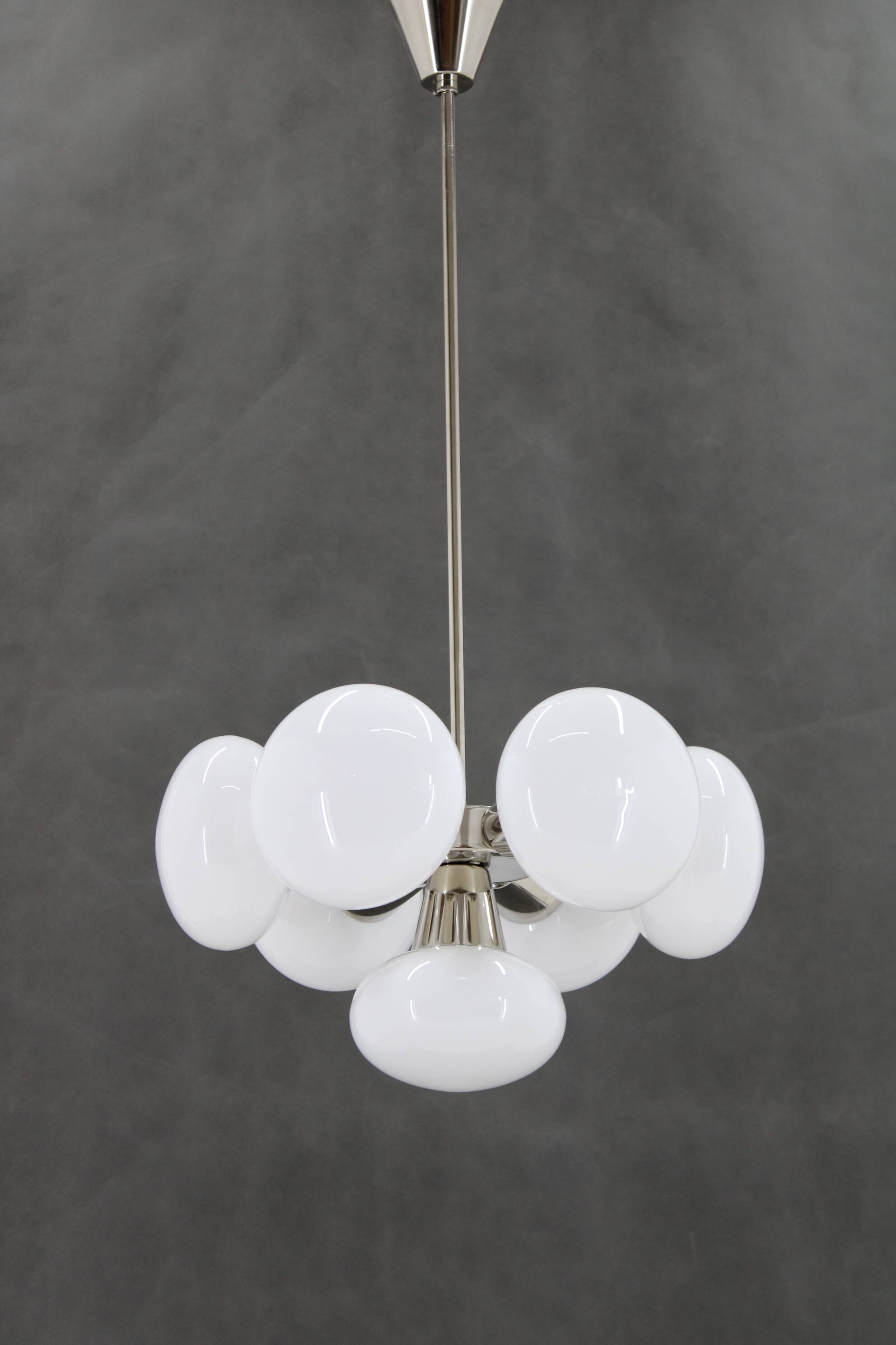 1970s Chrome Plated 7-Flamming Sputnik by Kamenicky Senov, Czechoslovakia