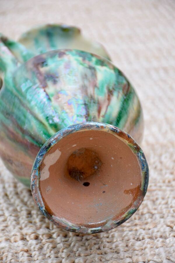 Vase amphore en céramique émaillée verte