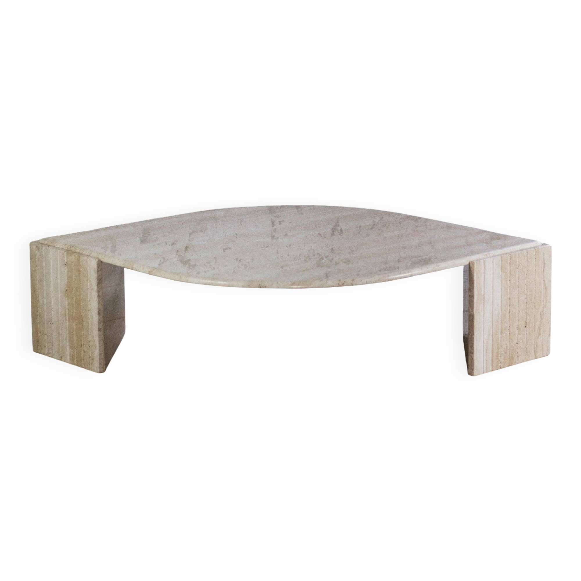 Travertine coffee table "Eye" or "drop" by Roche Bobois, 1980