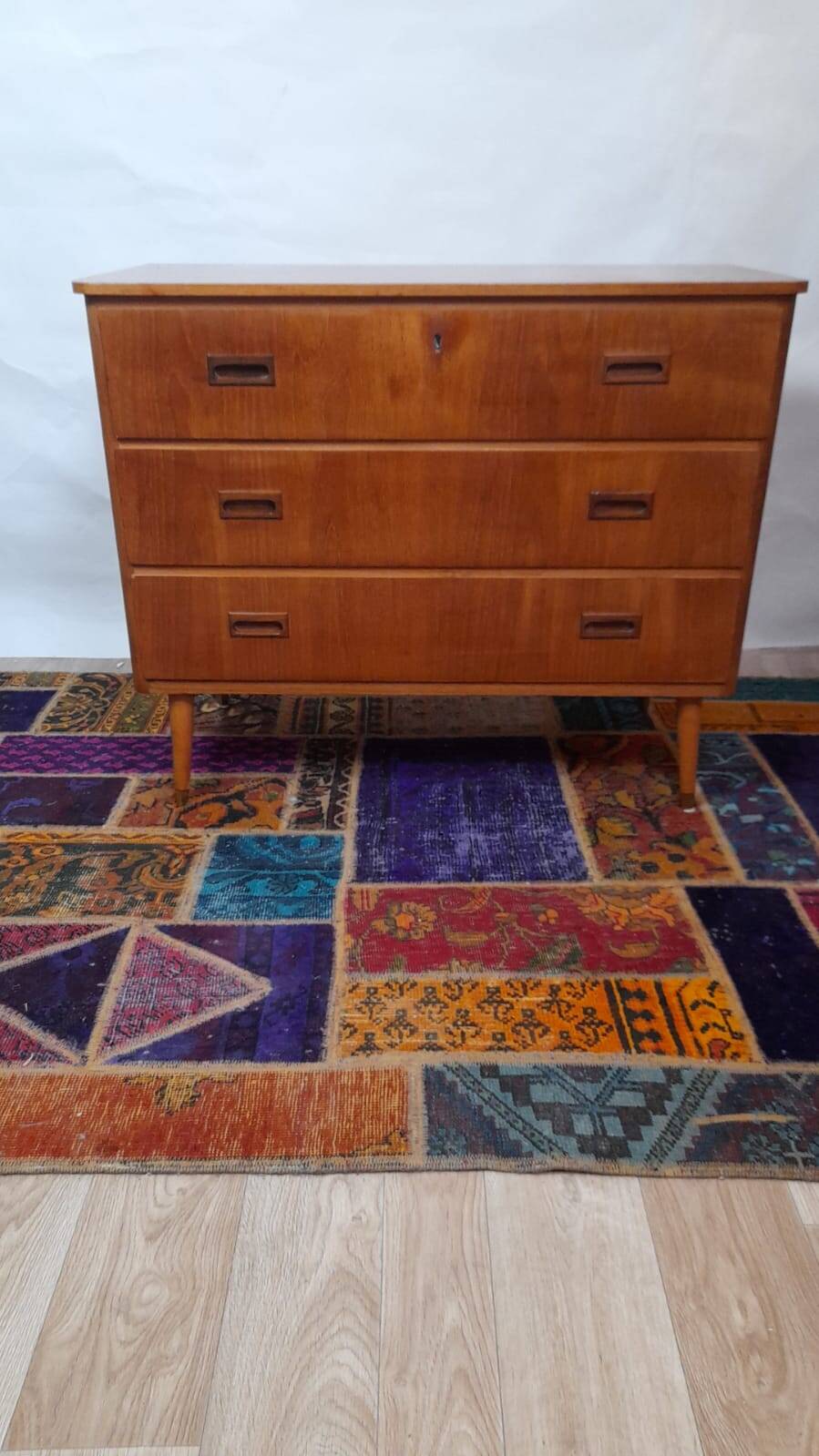 Vintage Scandinavian teak chest of drawers with 3 drawers – 1960s