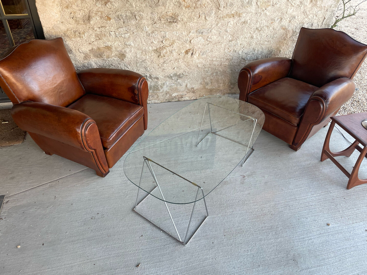 Table basse verre et acier