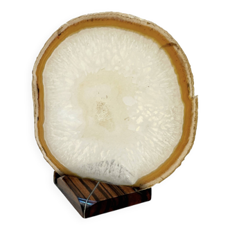 Agate slice on wooden base, 1970s, cabinet of curiosities