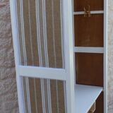 Entrance cabinet white cloakroom and wood linen upholstery fabric