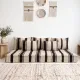 Brown striped kilim floor cushion – handwoven wool, cream base