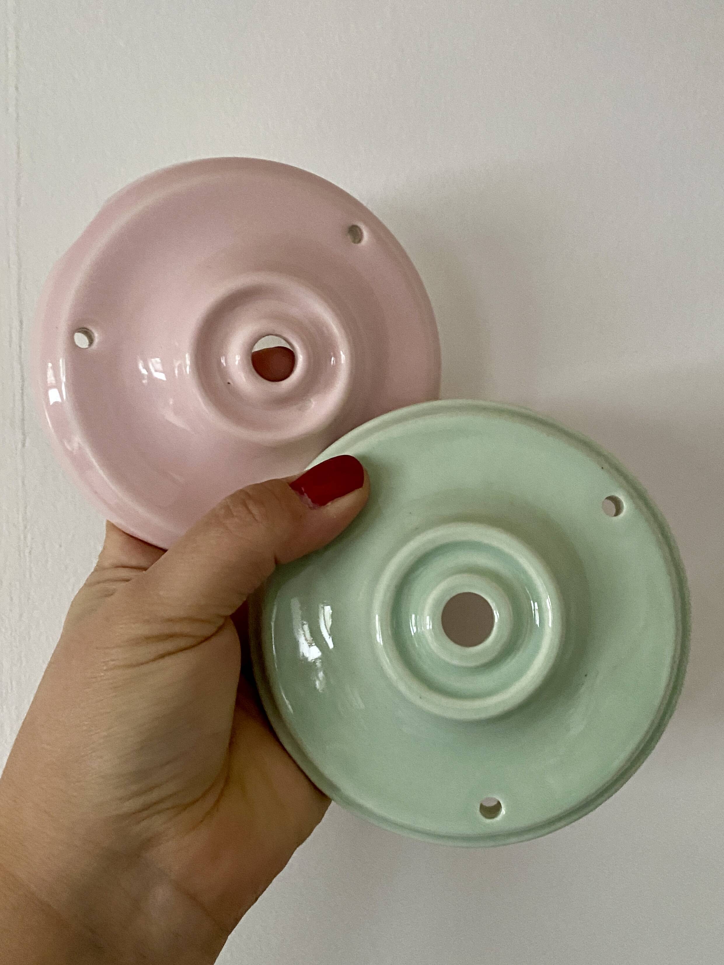 Vintage art deco globe pendant light in pale pink opaline.