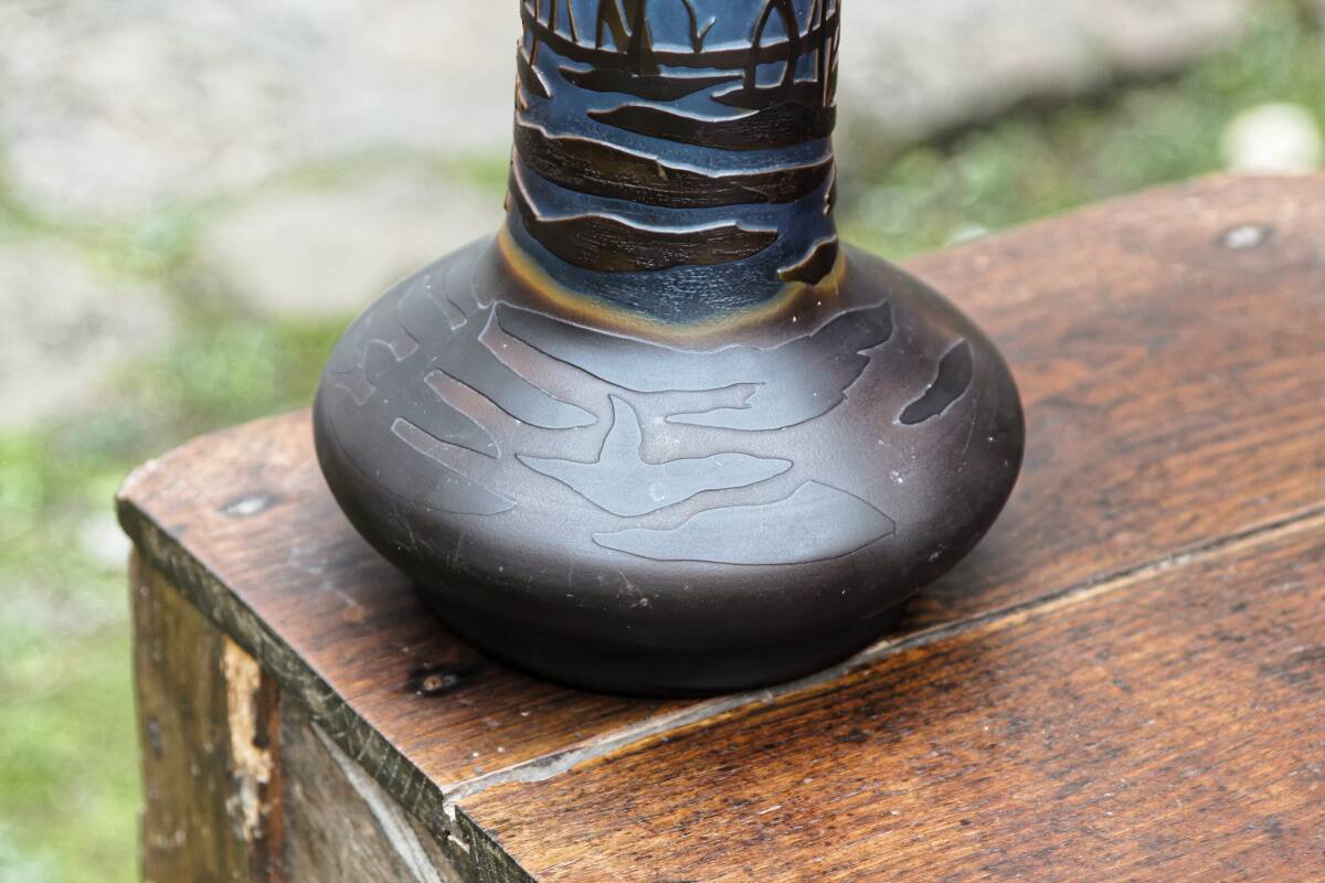 Vase with dragonflies, glass paste, in the style of Gallé