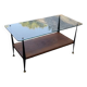 Coffee table in glass, wood and steel, mid-20th century.