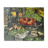 Painting, oil on canvas, still life, fruit cut