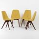 Teak dining chairs with yellow vinyl upholstery by Van Os, 1950s – set of 4