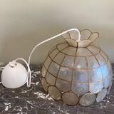 Vintage mother-of-pearl and brass pendant light