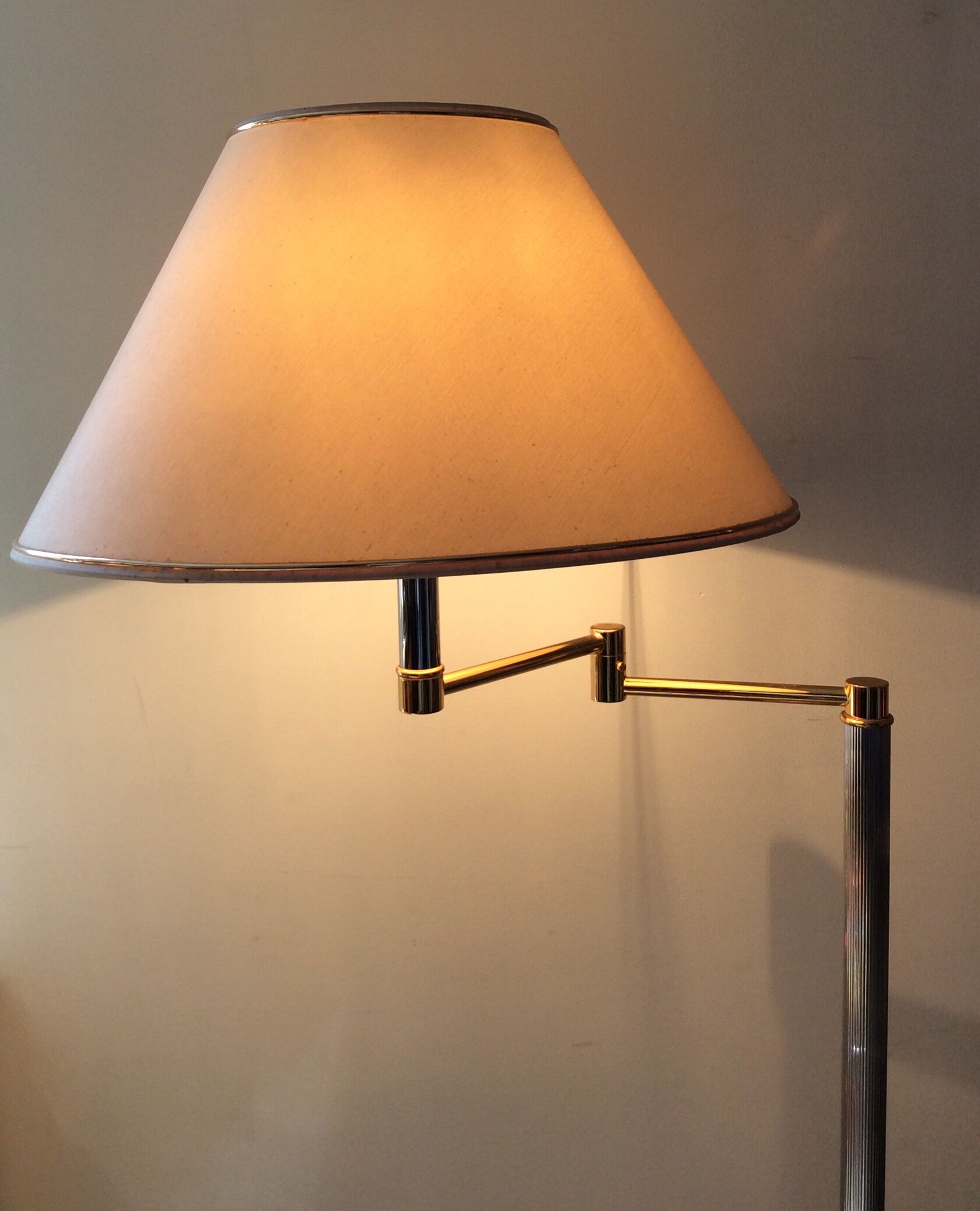 Floor lamp chrome and gold reader of the 70s