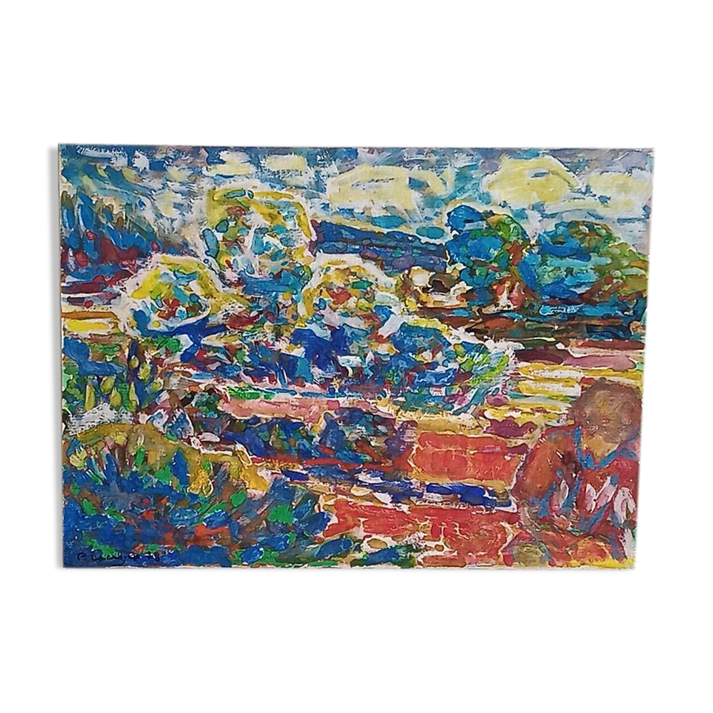 Pierre Lacroux (1909-1993) Gouache - 24 x 32 cm -landscape and character - 1978