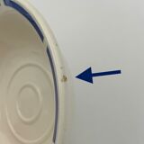 Two vintage cups in white earthenware, blue ledé 1950