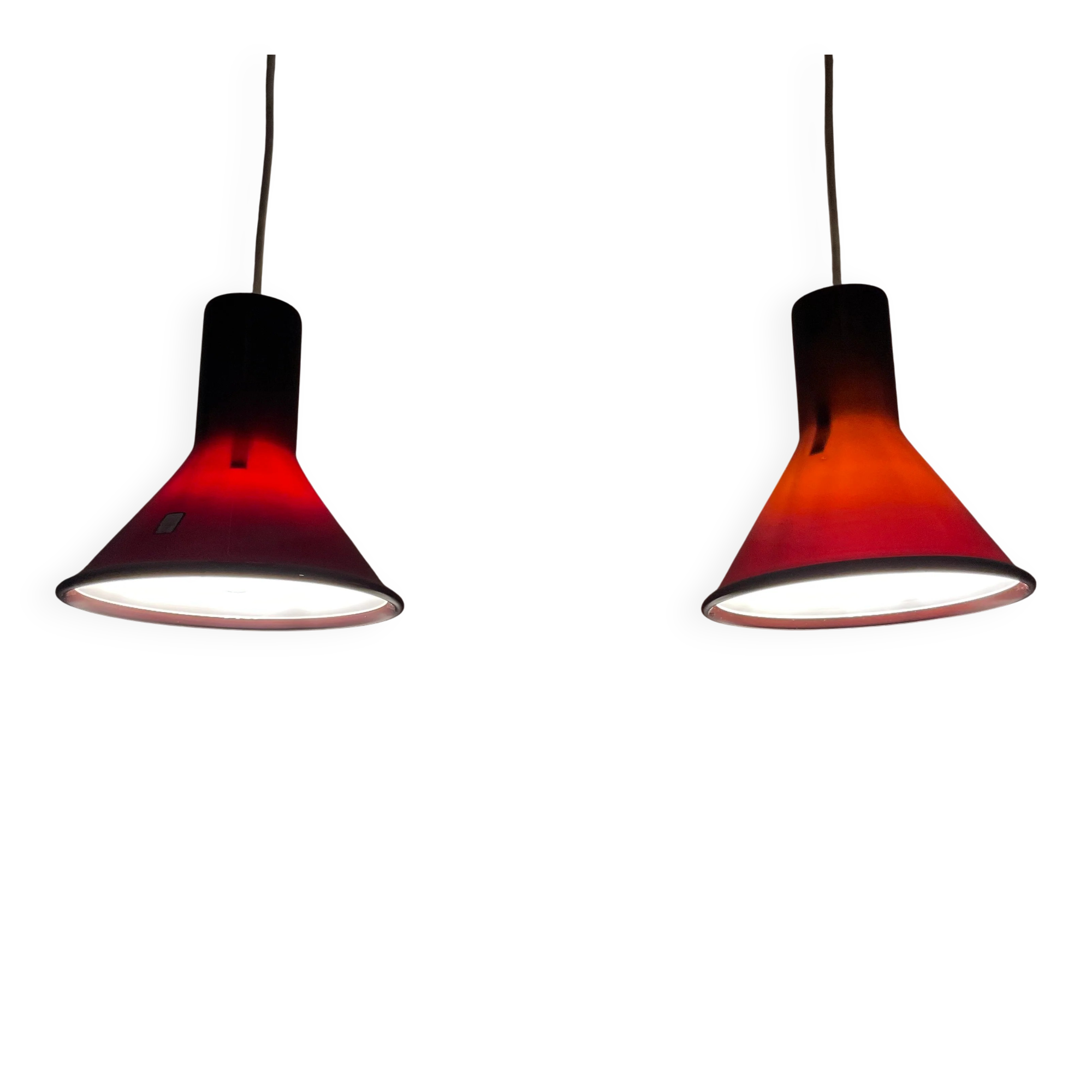 Pair of MINI glass purple pendants by P&T by Michael Bang for Holmegaard 1970