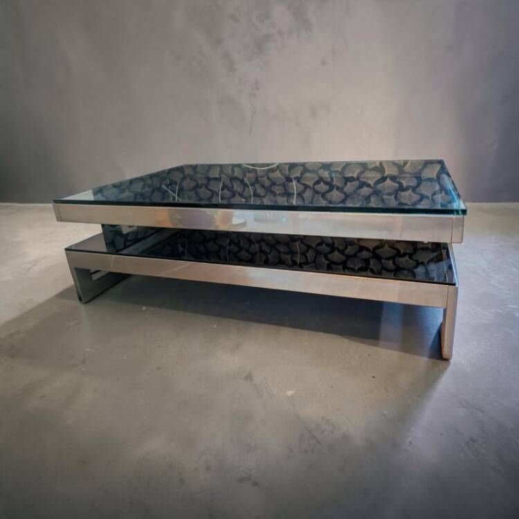 Table basse vintage en "G" par Belgo Chro, années 1970 - Chrom