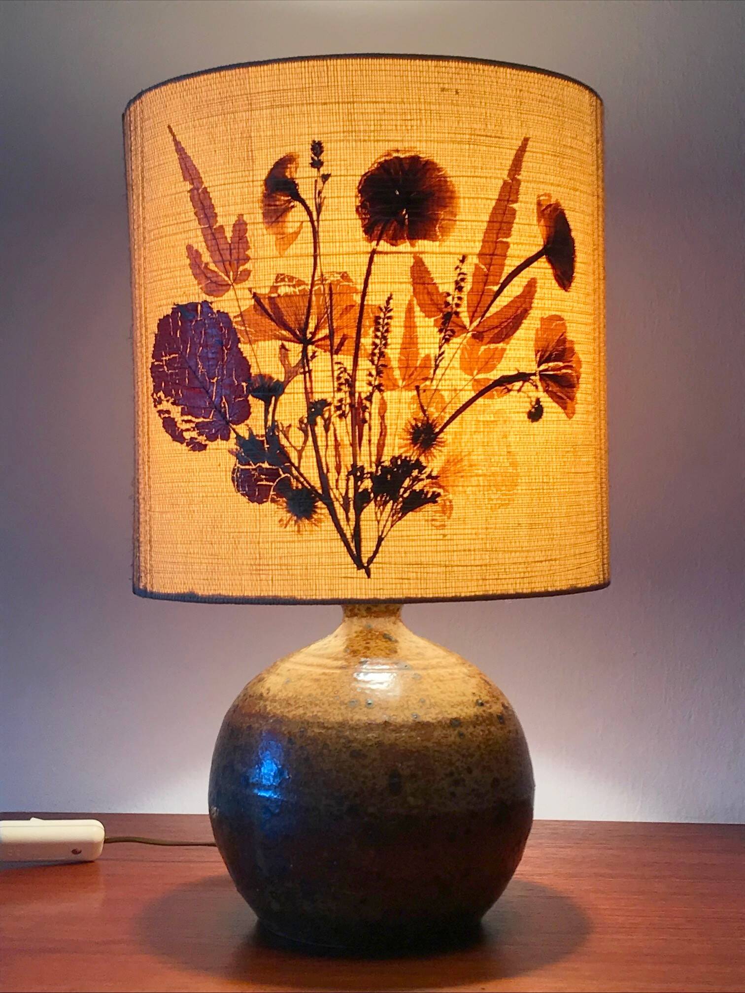 Vintage pyrite stoneware lamp from the 70s