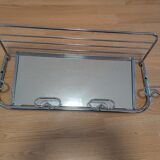 Coat rack with 4 hooks, mirror, chrome metal