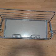 Porte-manteau vestiaire 4 patères miroir métal chromé