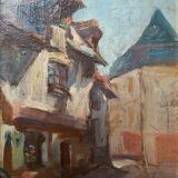 HSP table "street with old houses" early XX° Auxerre? + frame