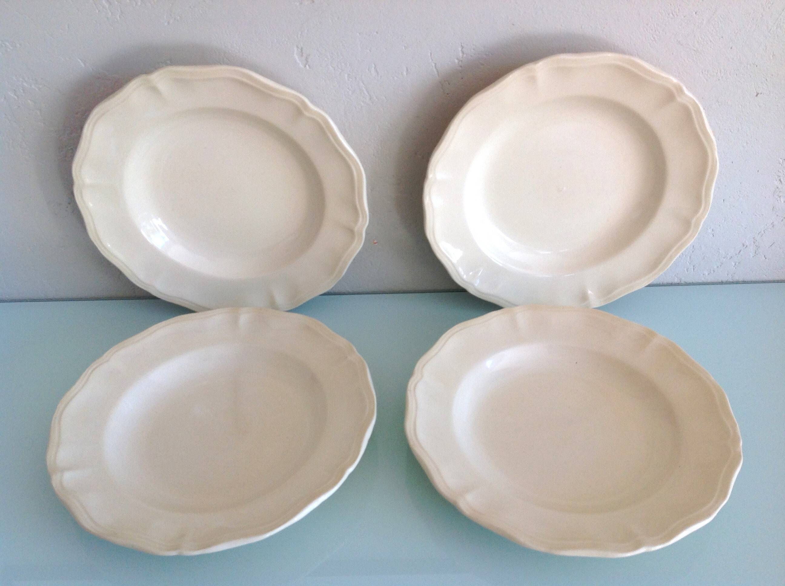 Four soup plates Ivory service/Faienceries de Sarreguemines/vintage 50