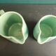 Set of two vintage French jugs in aquamarine blue
