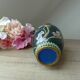 Vintage cloisonné green chinese vase with flower and bird pattern