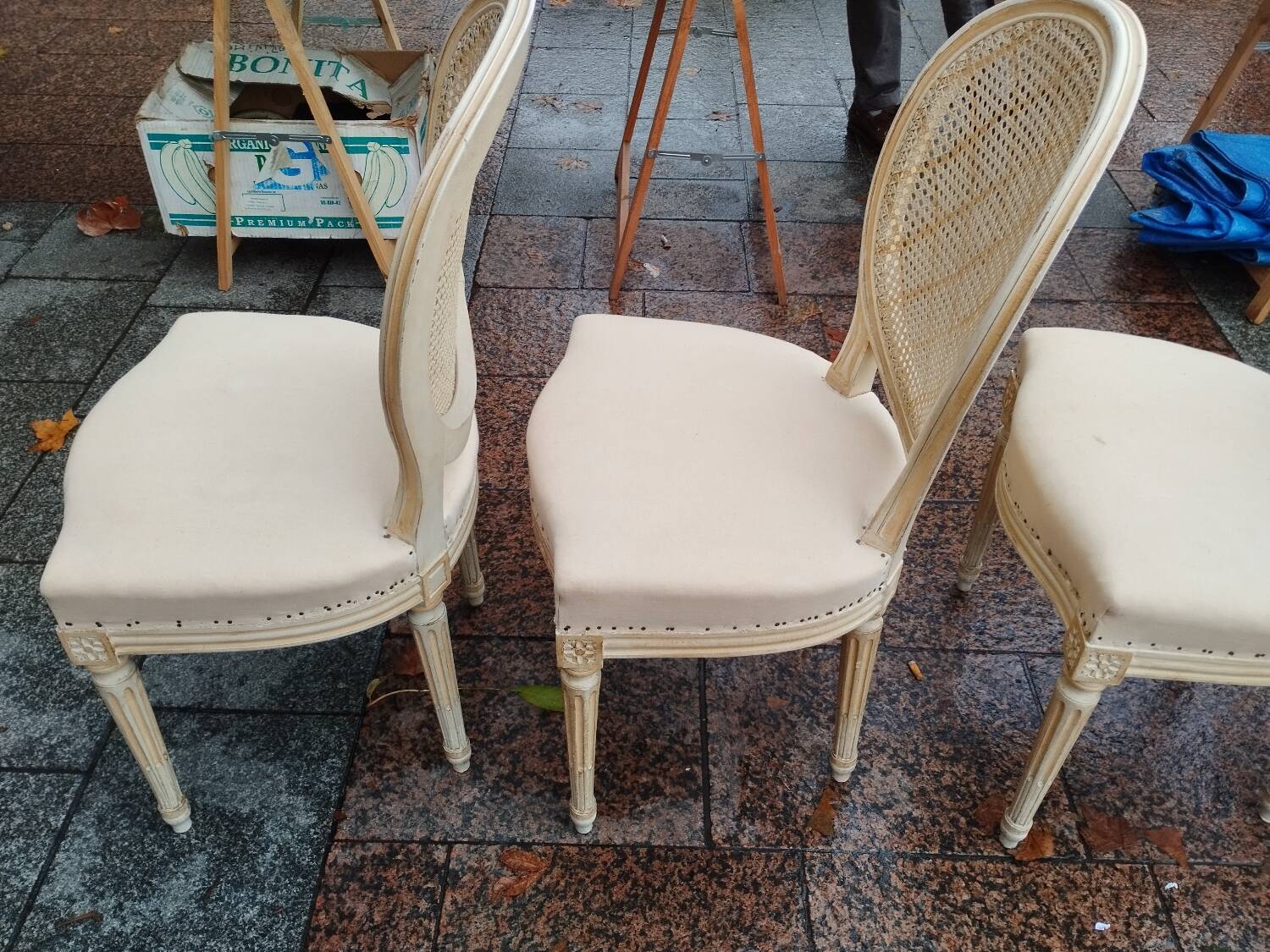 Beautiful set of six antique Louis XVI style chairs