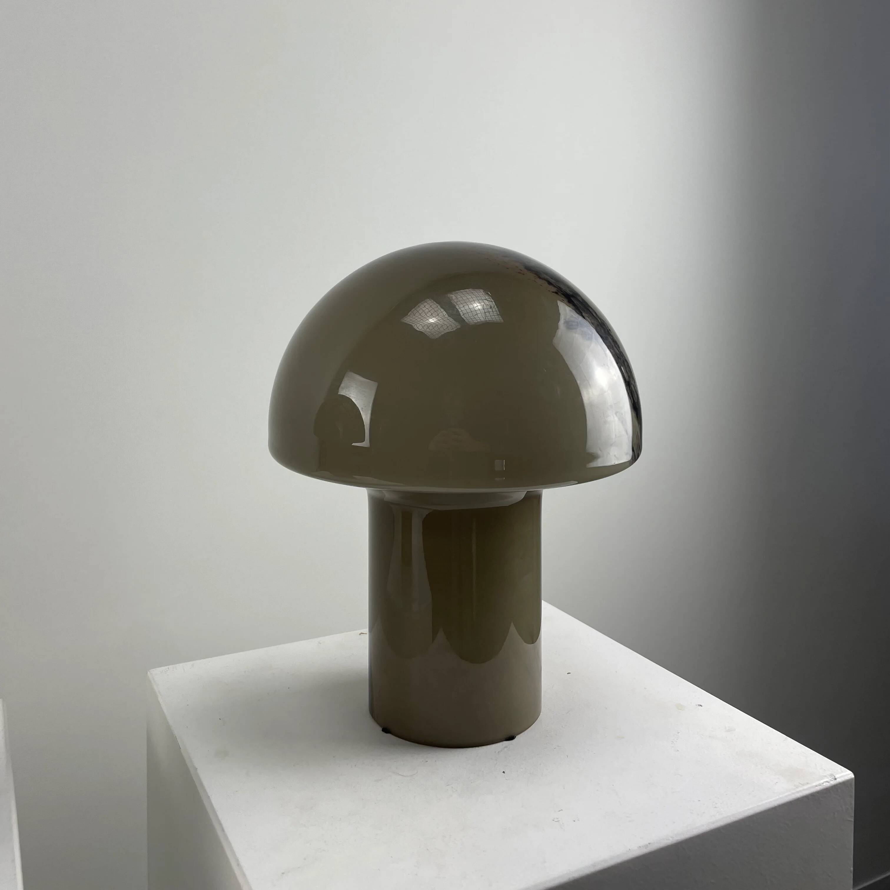 Pair of LIDO mushroom table lamps in brown glass by Peill and Putzler, 1970.
