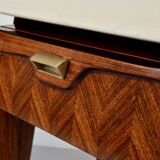 Set of 2 Italian Midcentury Rosewood and carrara bedsides tables