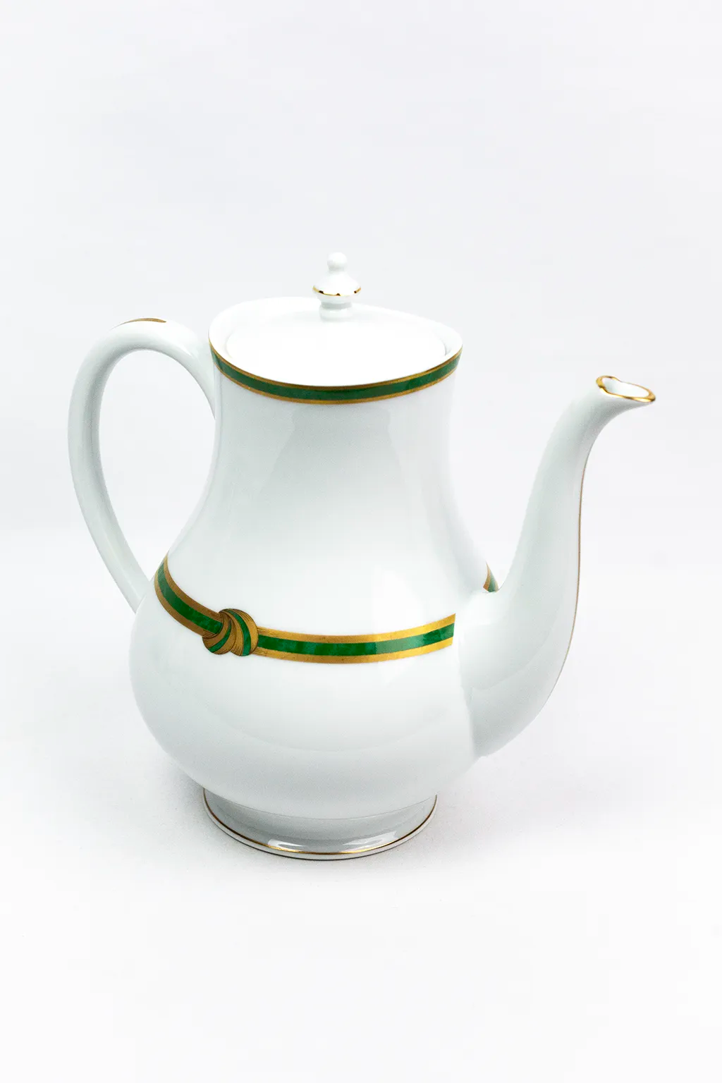 Christofle Paris – Teapot in porcelain, Green Ribbon model
