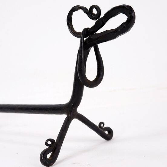 Pair of wrought iron dachshund andirons