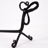 Pair of wrought iron dachshund andirons