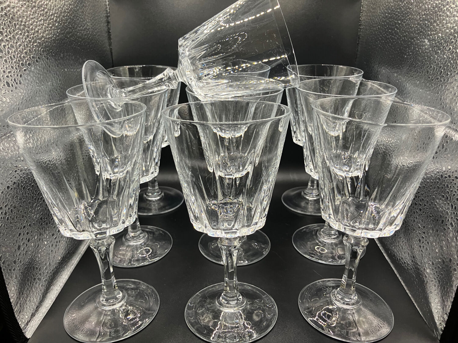 10 vintage crystal glasses