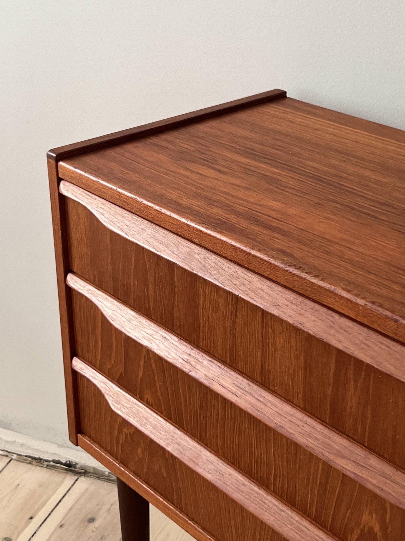 Danish vintage set of chest of drawers and mirror, teak, 1960s