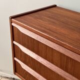 Danish vintage set of chest of drawers and mirror, teak, 1960s