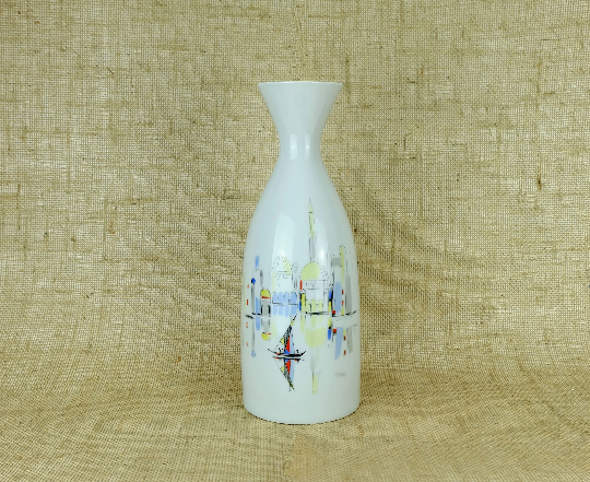 Porcelain vase hutschenreuther 1950s handpainted motif mediterranean city