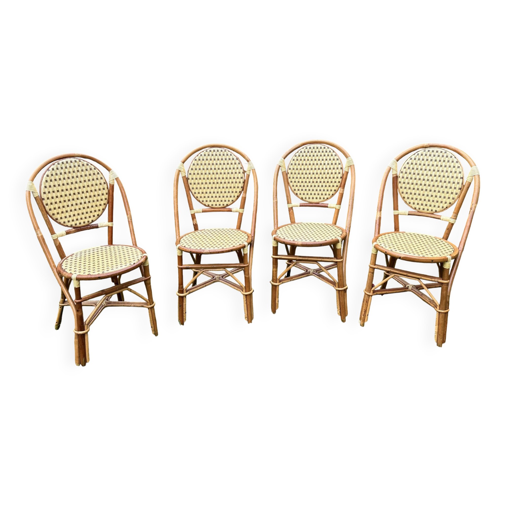 4 rattan and scoubidou Hardy chairs