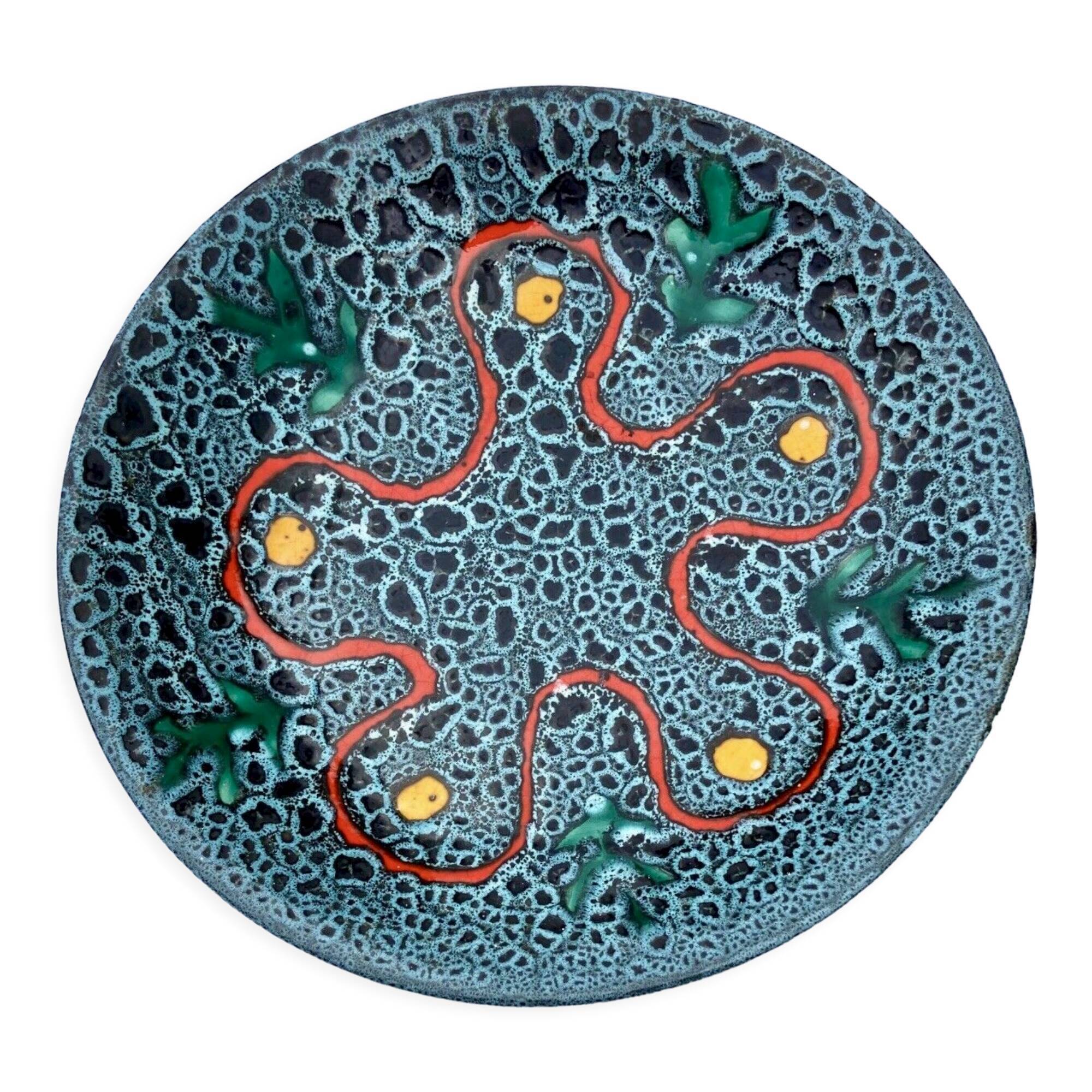 Ceramic dish 60-70 Poet Laval Modernist abstract décor