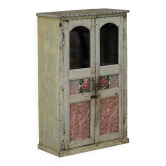 Display cabinet buffet glass old teak wood original patina