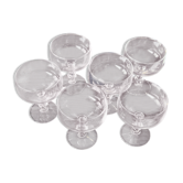 6 coupes à champagne ou à cocktails en verre transparent en très bon état.