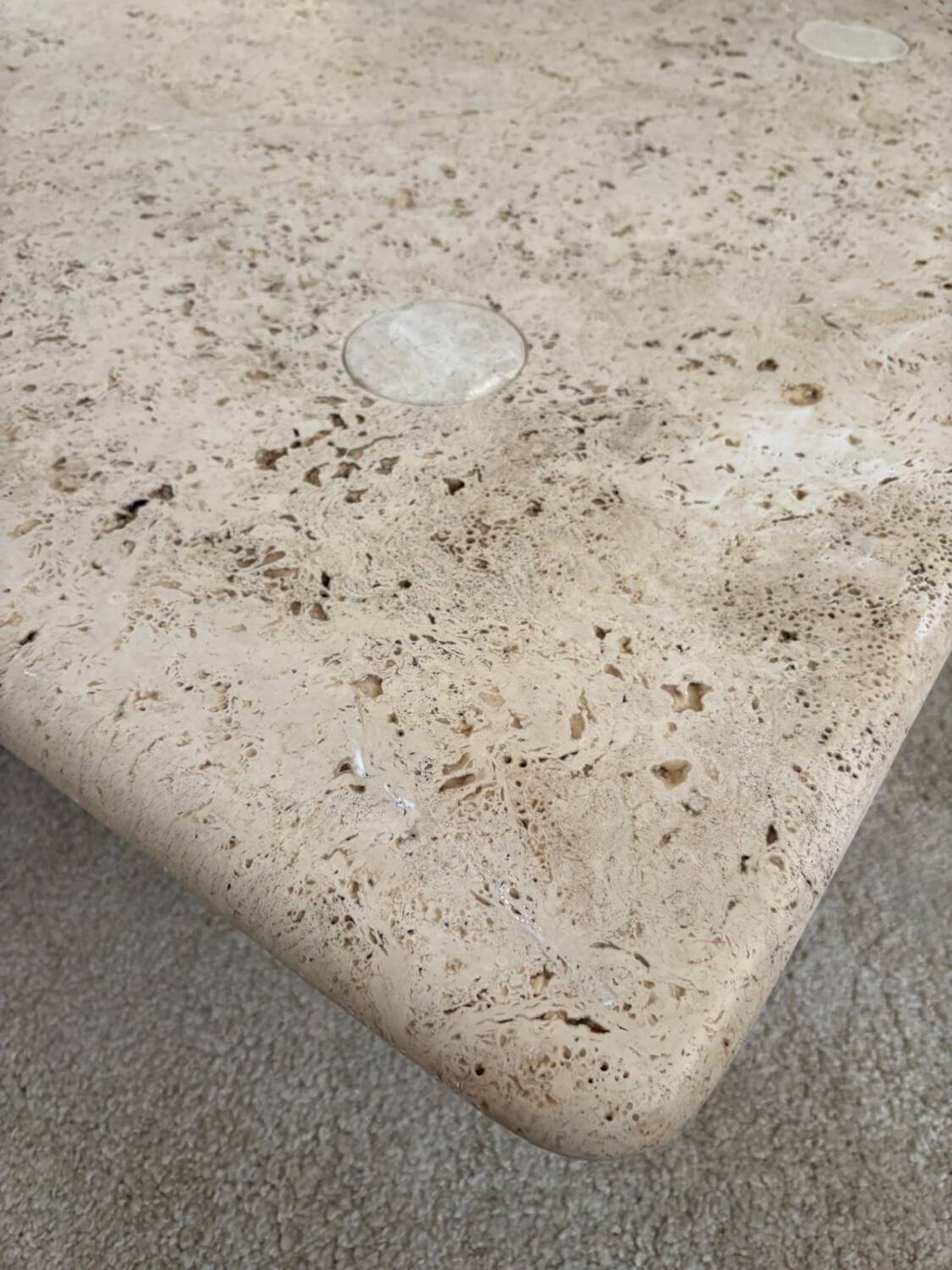 Travertine coffee table, Angelo Mangiarotti, Italy, 1970s