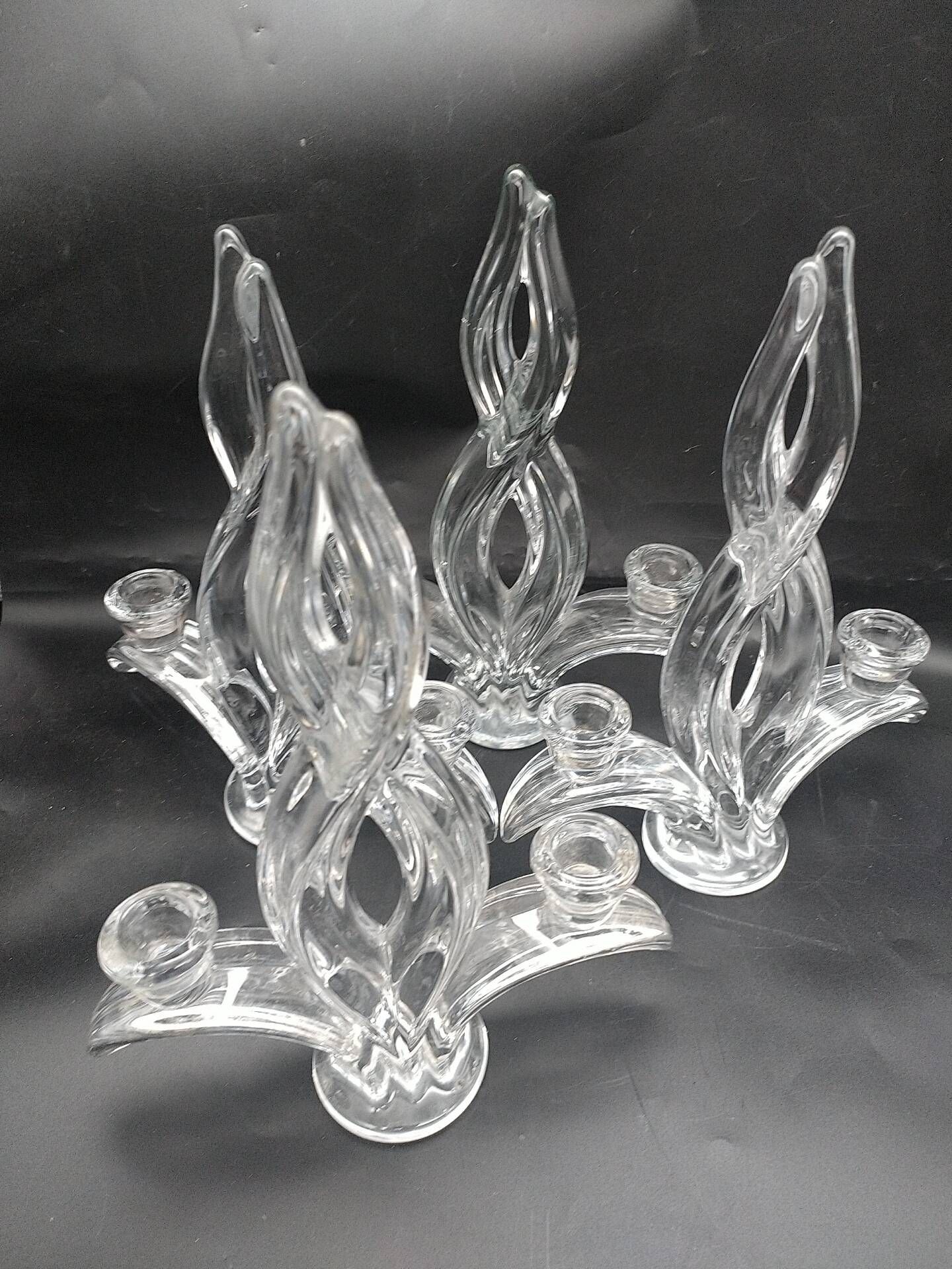 4 crystal lily candle holders from Vannes le Châtel.