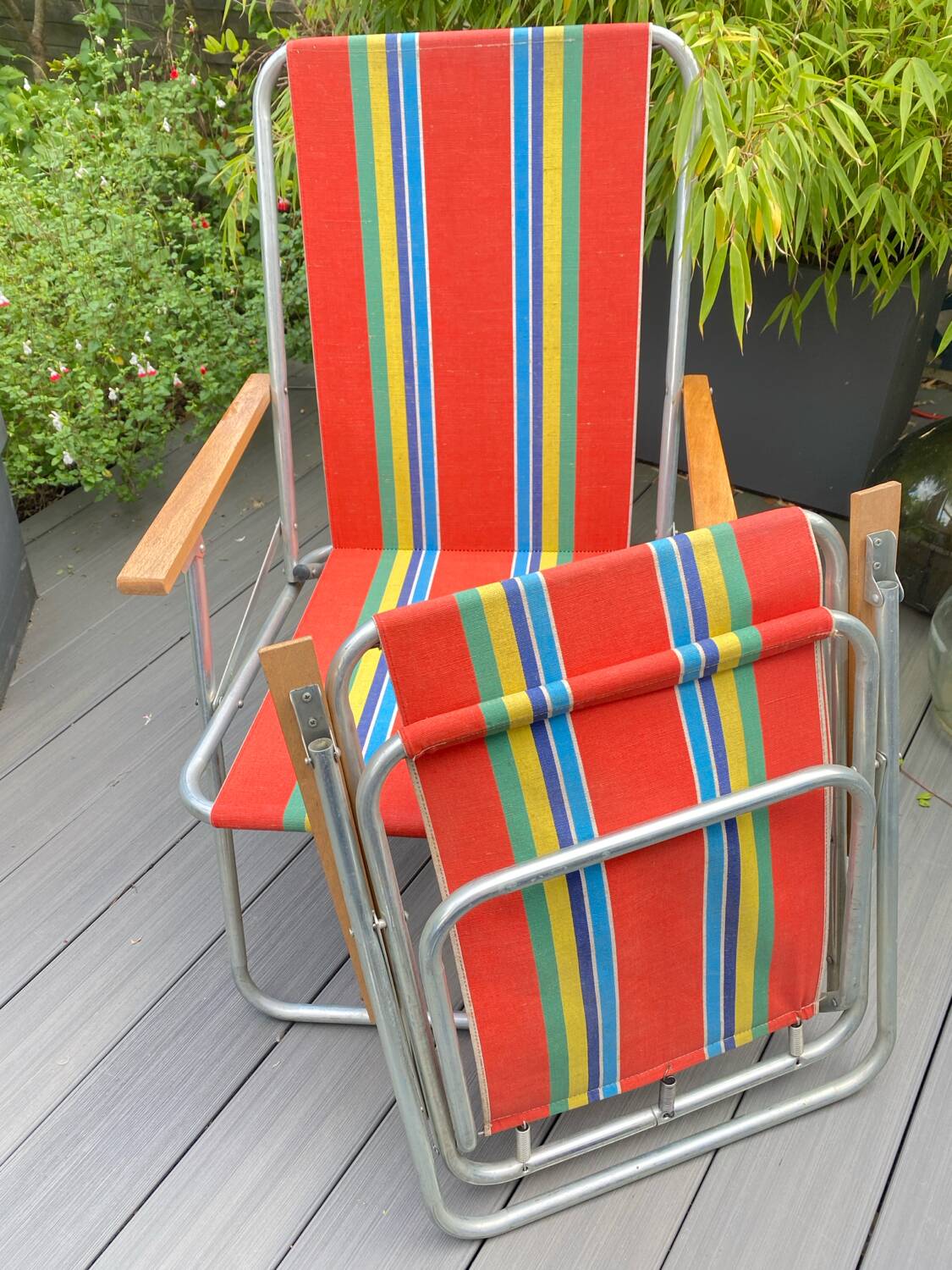 Pair of vintage folding camping chairs