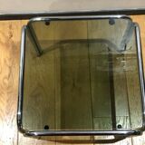 Chromium and smoked glass side table
