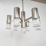 Chrome and glass chandelier, 1970s