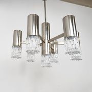 Lustre en chrome et verre, années 1970